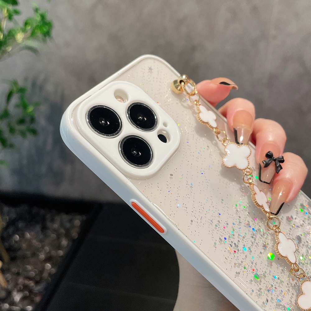 Four Leaf Clover Soft Phone Case For iPhone 11 11 Pro 11 Pro Max iPhone 12 12 Pro 12 Pro Max iPhone 13 13 Pro 13 Pro Max 13 Mini Gradient Bling Glitter Star Cover