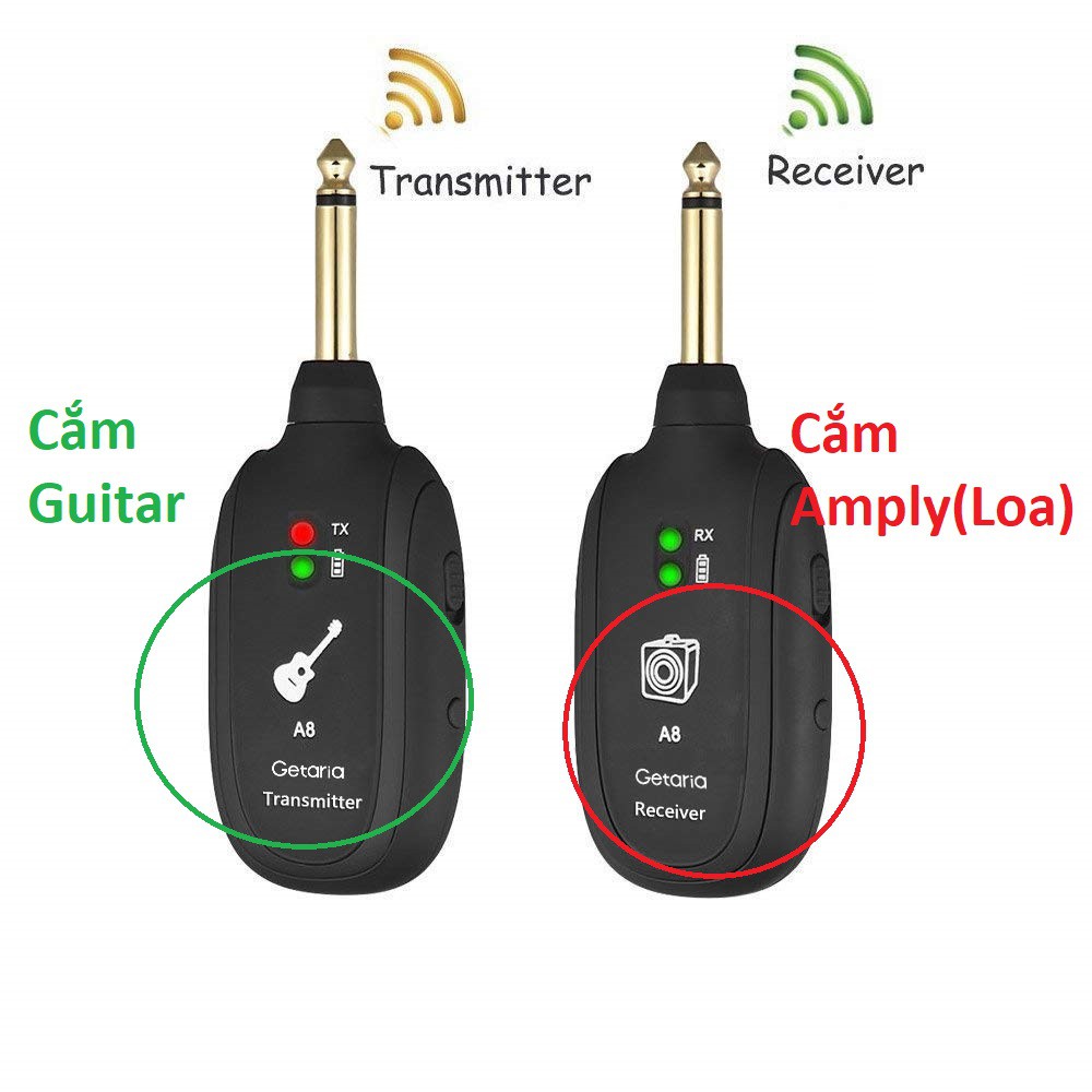 [ CHÍNH HÃNG ] Bộ thu phát tín hiệu không dây Guitar A8 , Guitar Wireless System