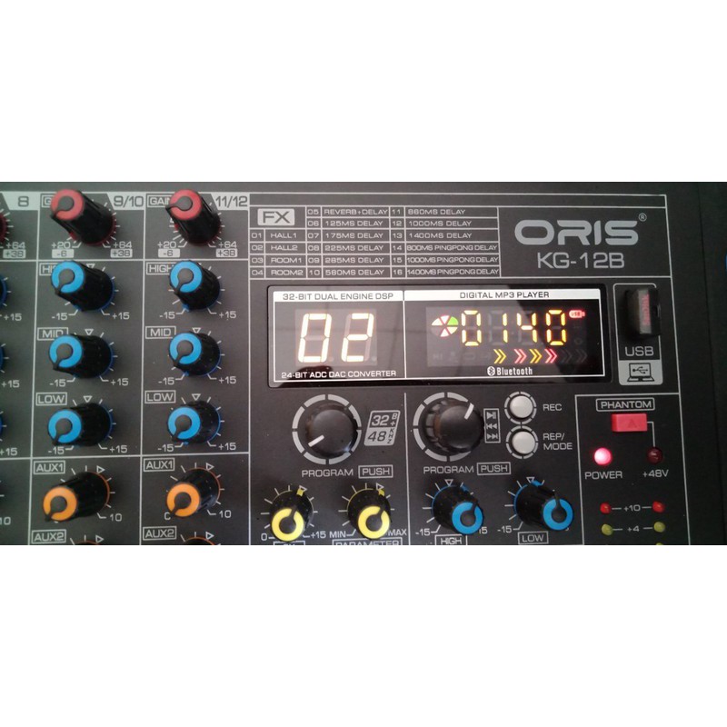 MIXER ORIS KG-12B -12 LINE ÂM THANH HAY CÓ BLUETOOTH,PC,USB - HÀNG NHẬP FULLBOX
