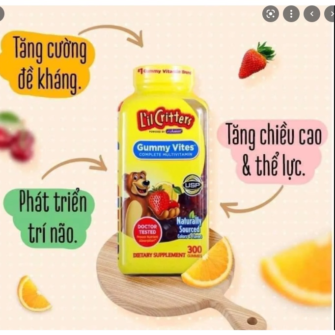 Kẹo Dẻo Hình Gấu Bổ Sung Vitamin L'il Critters Gummy Vites (Mỹ)