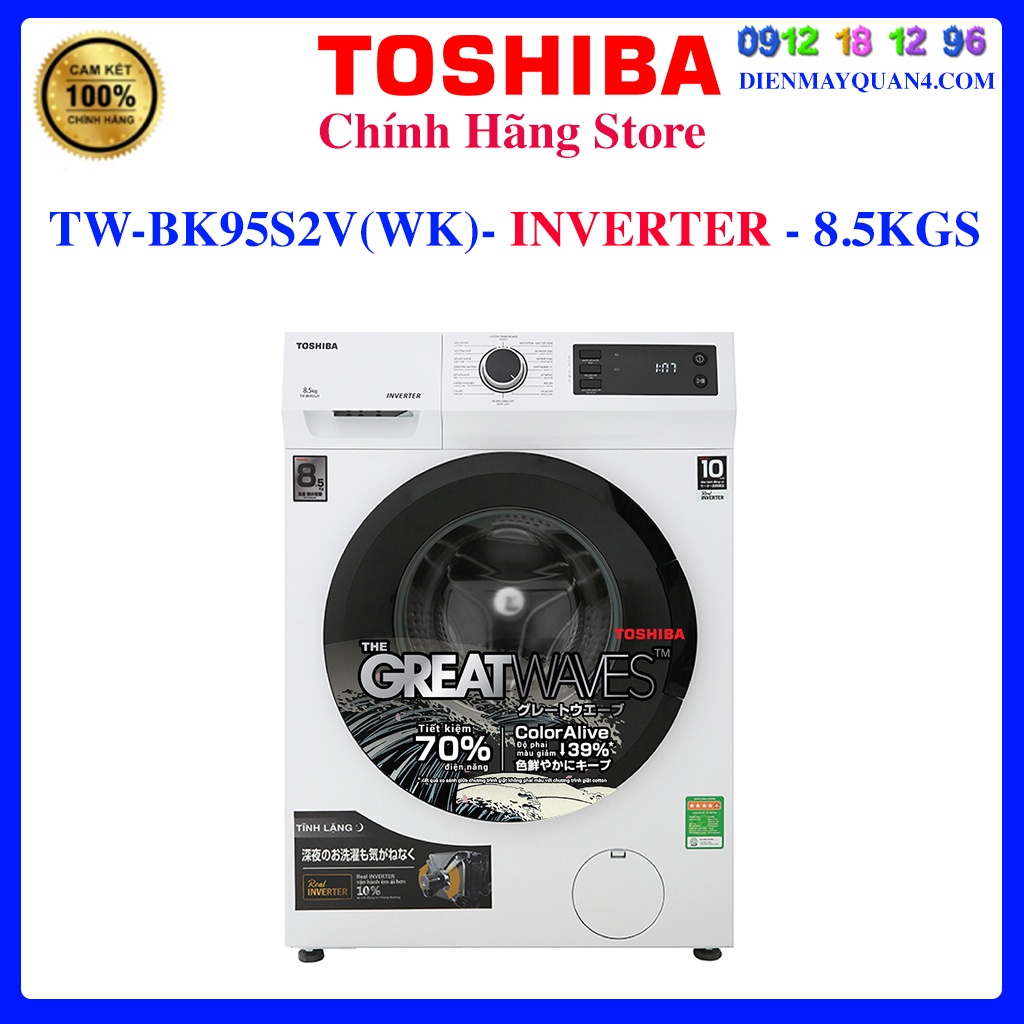 [Toshiba BK95S2V] Máy giặt Toshiba TW-BK95S2V(WK) Inverter 8.5 Kg, Bảo hành chính hãng 2 năm.