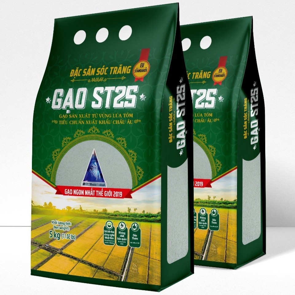 Gạo ST25 Vinaseed Túi 5Kg - Đặc Sản Sóc Trăng, sản xuất từ vùng lúa tôm