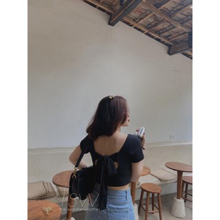 Áo thun croptop thắt nơ lưng (Ảnh thật)