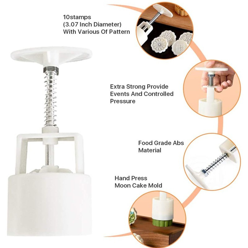 Set 10 Khuôn Làm Bánh Trung Thu 100g