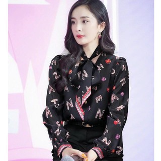 Áo sơ mi nữ công sở lụa satin thắt nơ trước ngưc B-A-M STORE
