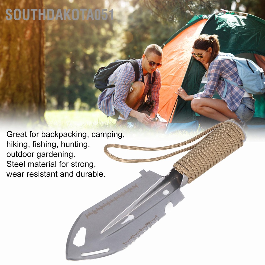 Southdakota051 Mini Trowel Balo Xẻng Thép không gỉ đa chức năng để làm vườn Trồng cây sinh tồn ngoài trời