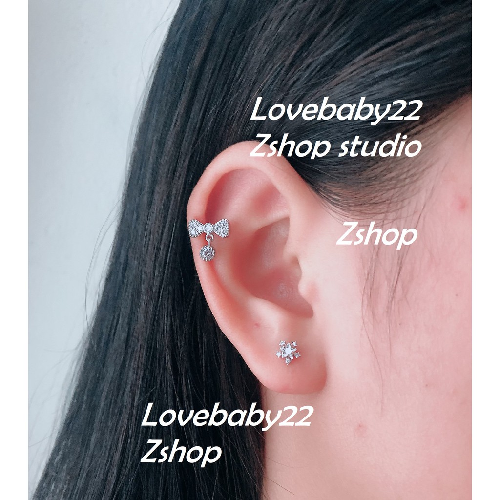 Khuyên titan Nơ kim Multi Thả viên TNK22