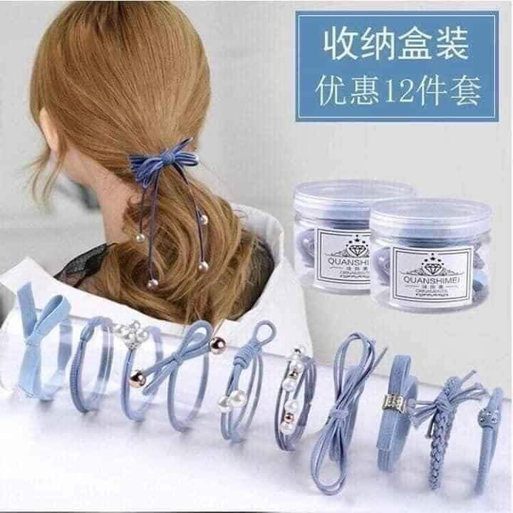 Hộp chun buộc tóc 12 chi tiết
