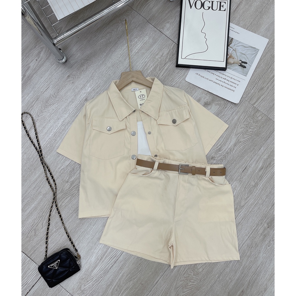 Set bộ kaki be kèm thắt lưng 3 món DN120