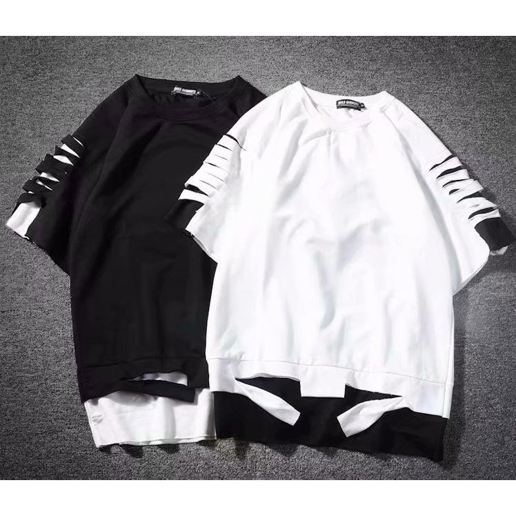 Dynamic European and American style black and white men's T-shirt