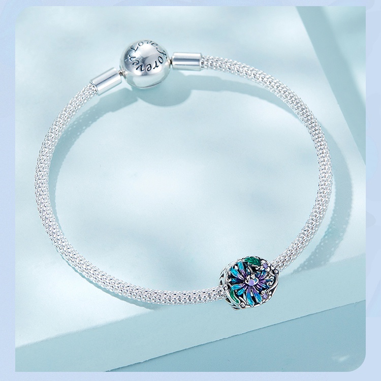 Hạt cườm BAMOER bạc 925 hình mắt quỷ xỏ làm trang sức DIY