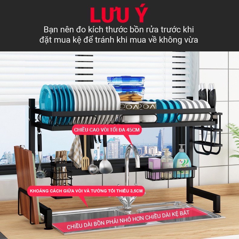 🆓 Kệ Để Bát Đĩa Đa Năng Thông Minh - 1 TẦNG - Giá Để Đồ Chén Đĩa - Thép Carbon Sơn Đen Cao Cấp