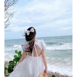 Đầm thêu hoa xinh hở lưng, khoét lưng cực thơ, dáng maxi, ẢNH THẬT