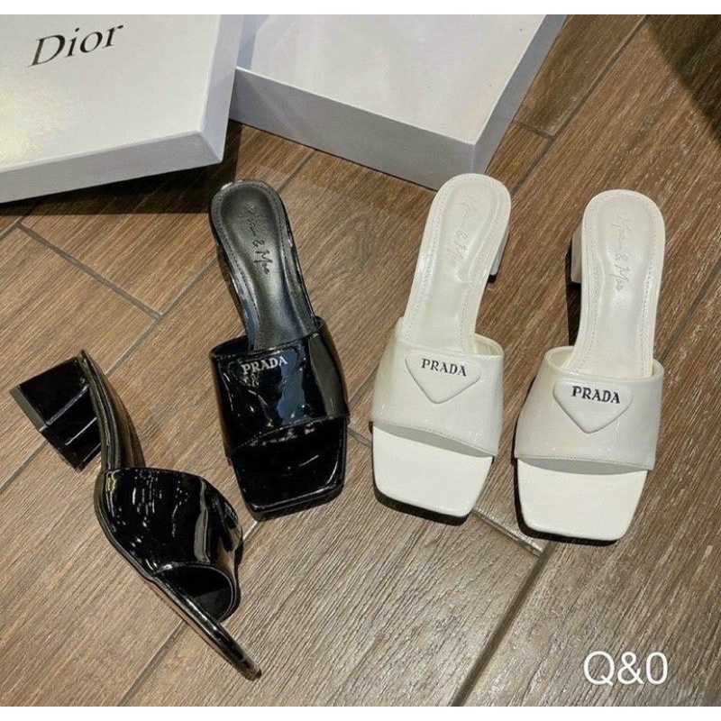 Dép prada đế vuông thấp 5p