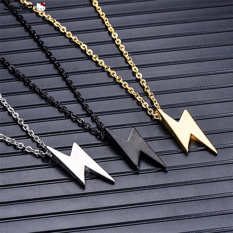 Vòng cổ Bằng Thép Không Gỉ Mặt Tia Chớp Cổ Điển Phong Cách Hip Hop Cho Nam