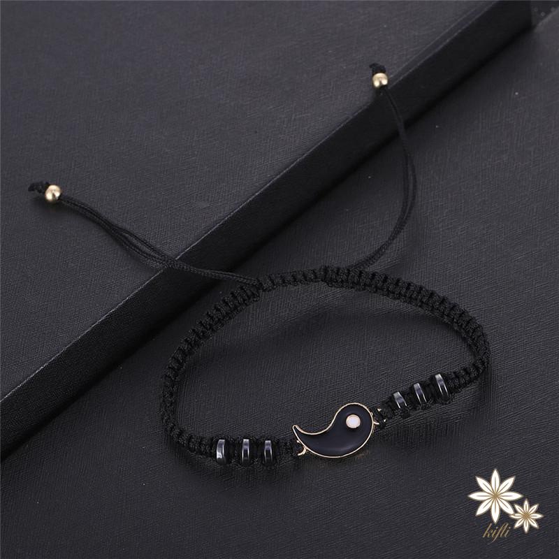 Vòng tay bằng hợp kim thiết kế mặt dây kết hợp âm dương thời trang cho cặp đôi