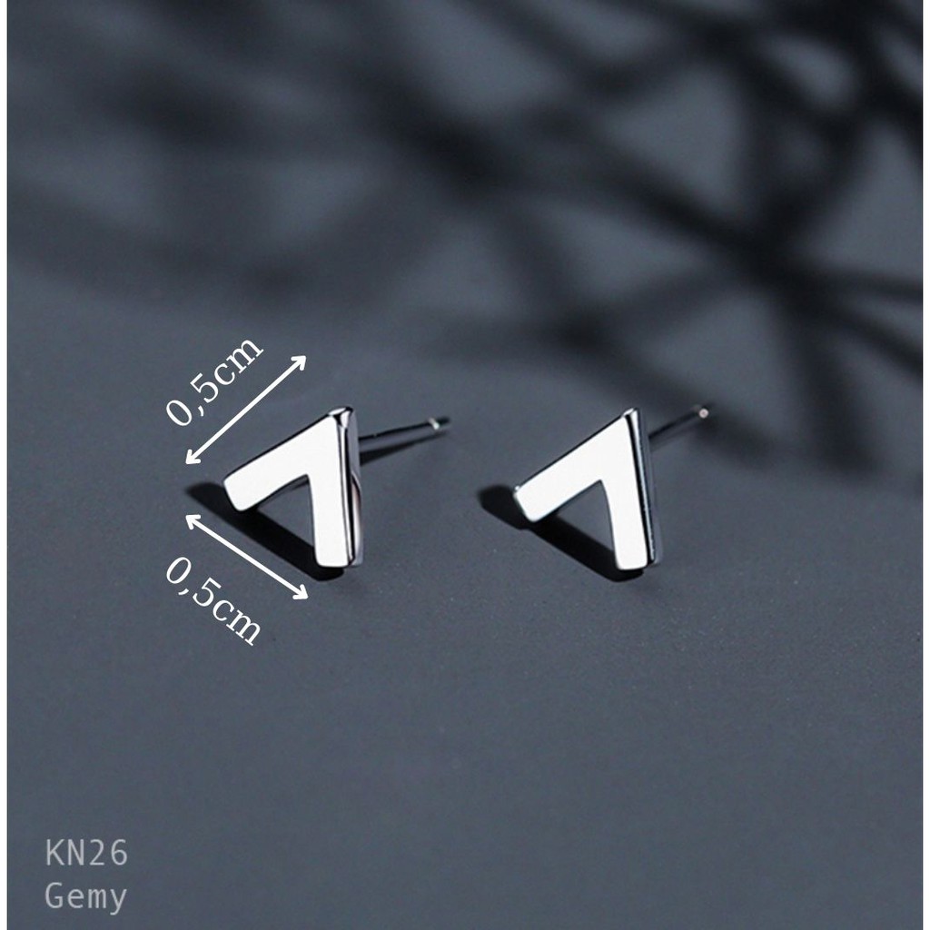 Bông tai, Khuyên tai nam nữ bạc cao cấp Victory thiết kế chữ V đơn giản, cá tính, unisex KN26(1 chiếc)| GEMY SILVER