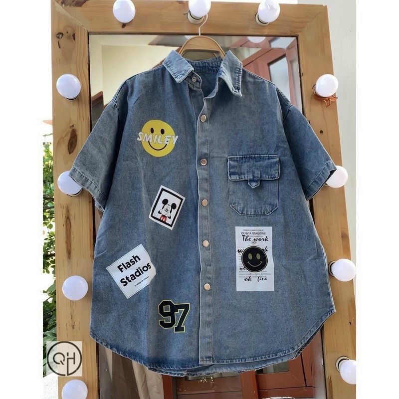 Áo sơ mi DENIM cộc tay loang siêu RẺ  MAIANHSHOP