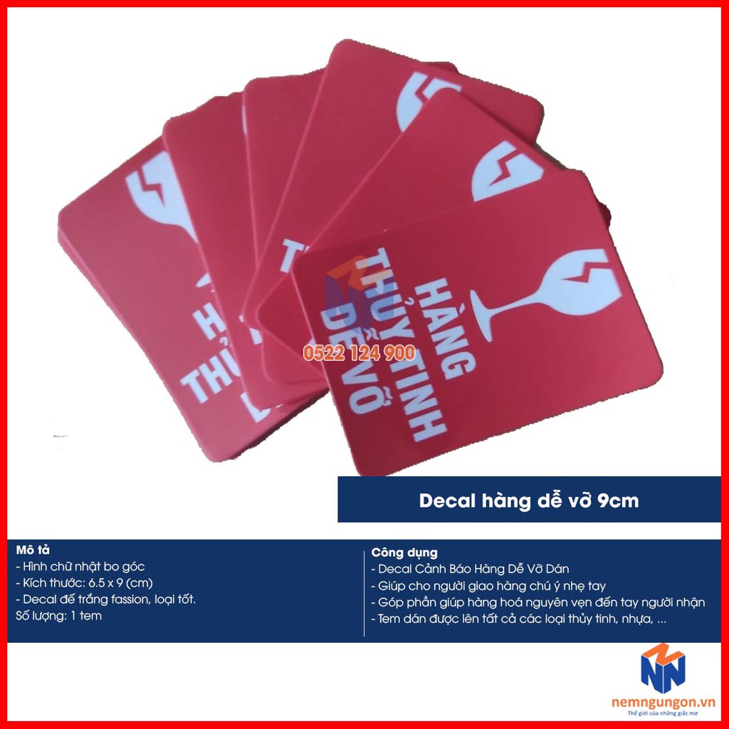 [1k] Decal hàng dễ vỡ 9cm