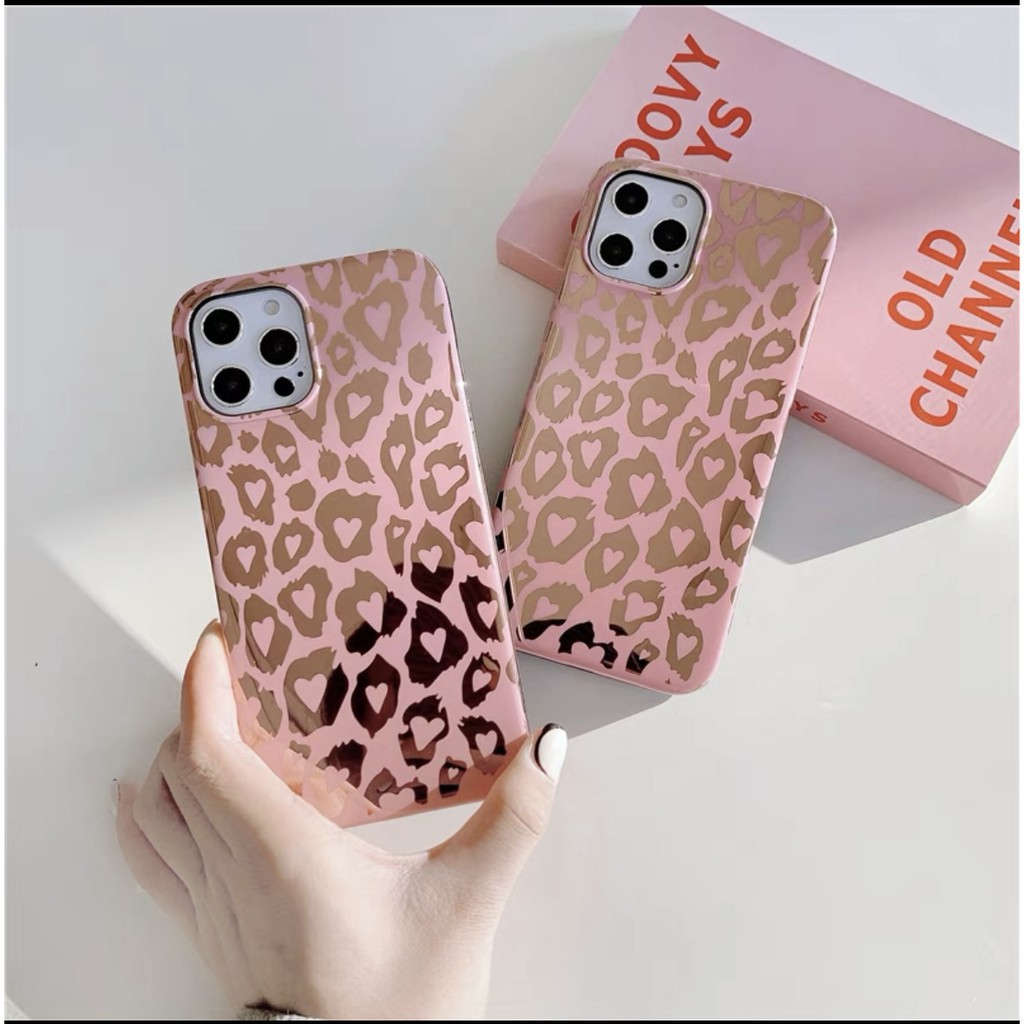 Ốp điện thoại iphone Lưng Da Beo Tim Hồng dành cho Iphone Xs Max/11/11Pro Max/12Pro/12Pro Max