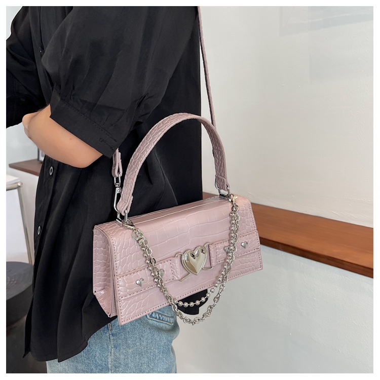 Túi Xách JASMIN NOIR Nắp Gập Họa Tiết Da Cá Sấu Phối Dây Xích Thời Trang Sang Trọng Cho Nữ