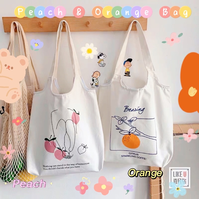 Túi giỏ canvas Cam Đào