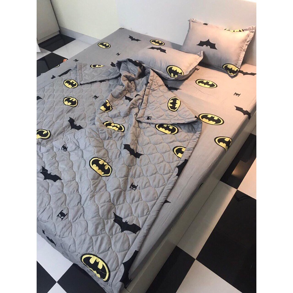 Bộ ga gối poly 1m2 x 2m mẫu batman - 1 ga 2 vỏ gối nằm 45 x 65 cm mới 2021