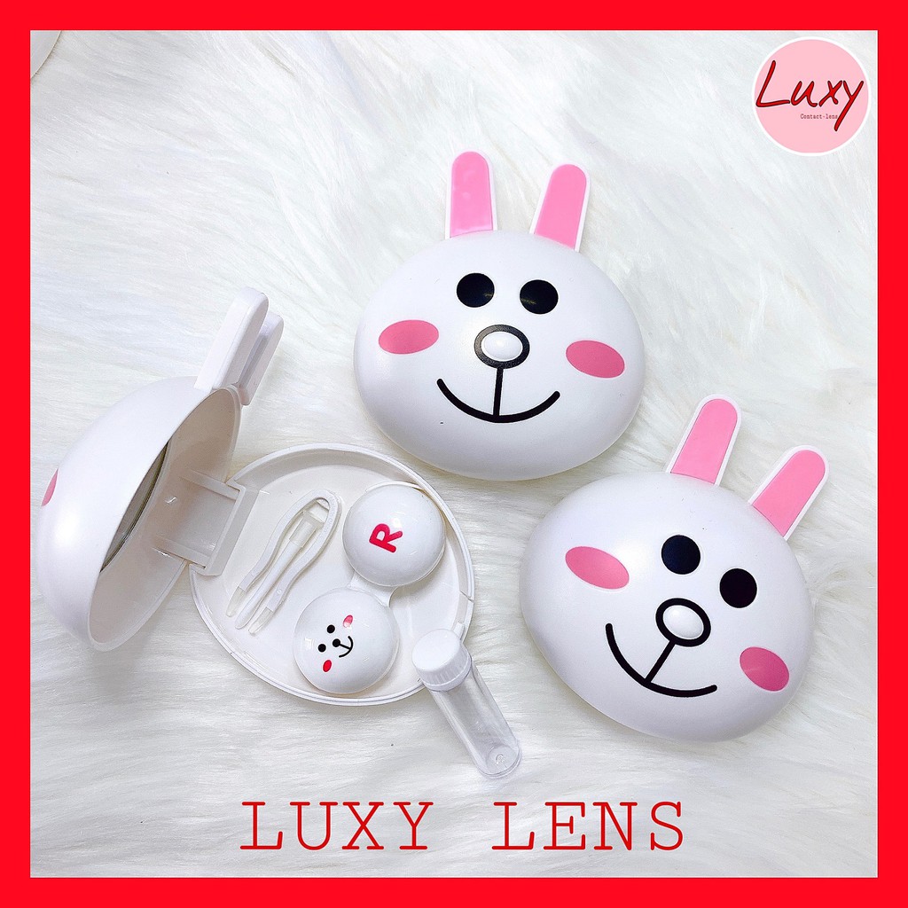 [ Cao Cấp ] Khay Đựng Lens Hình Thỏ Siêu Cute, Có Lọ Chiết Nước Ngâm Đi Du Lịch - LUXY LENS