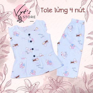 Đồ bộ nữ tole lanh lửng 4 nút