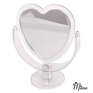 Gương trang điểm để bàn trong suốt 2 mặt gương xoay 360 độ hình trái tim thiết kế sang chảnh phong cách Hàn quốc