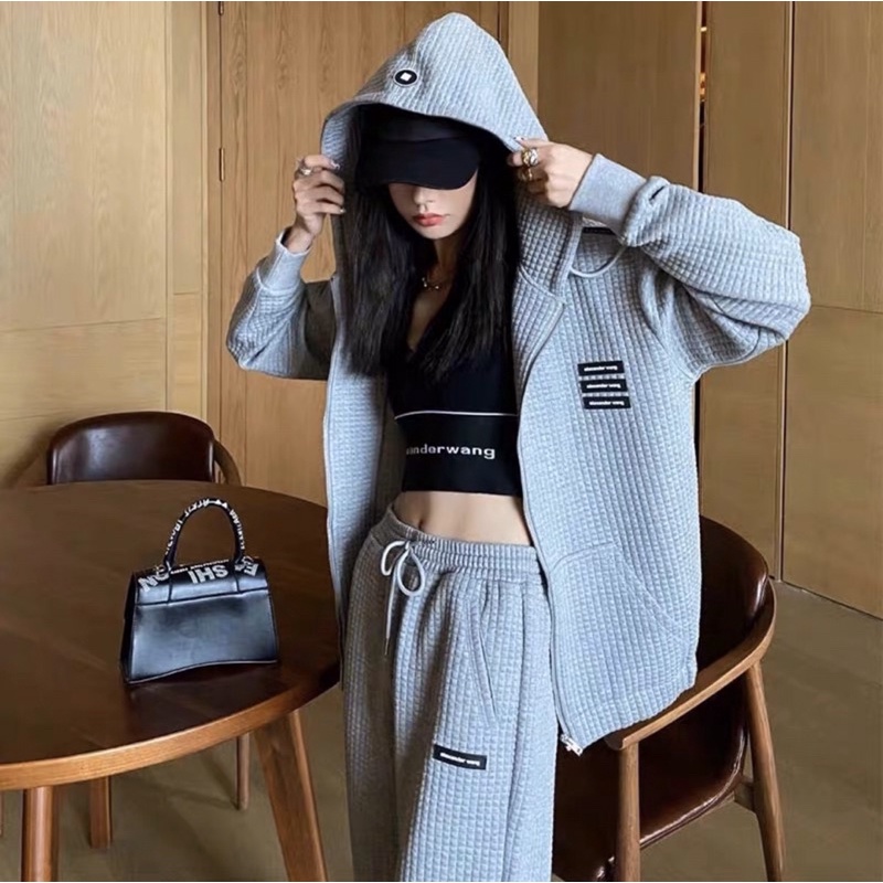 Set đồ bộ thu đông Áo hoodie và quần legging dáng rộng phong cách thể thao [Hot 2021]