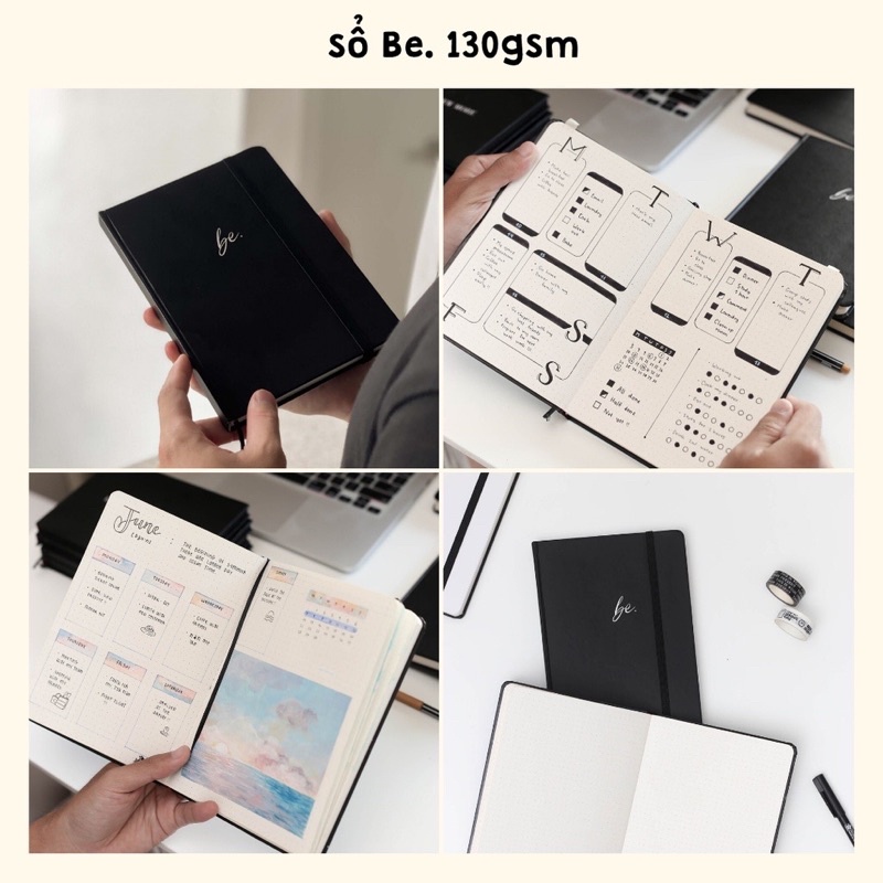 Sổ tay ghi chép Be A5 130GSM bìa cứng màu đen