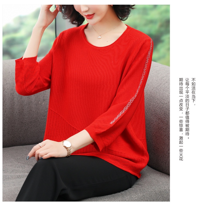 Áo thun lụa lạnh tay 3/4 dáng rộng cỡ lớn thời trang dành cho phụ nữ trung niên