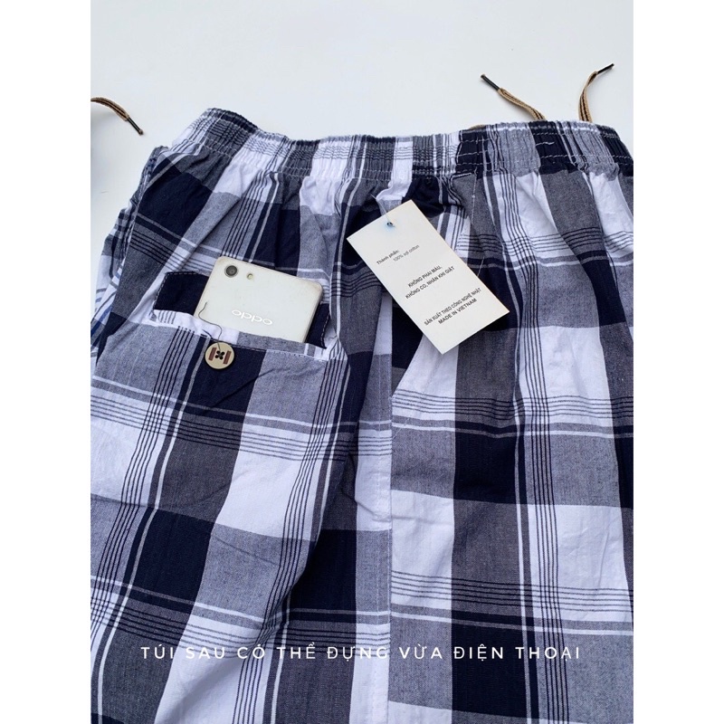 Quần ngố thô nam kẻ sọc cạp chun,đùi ngố