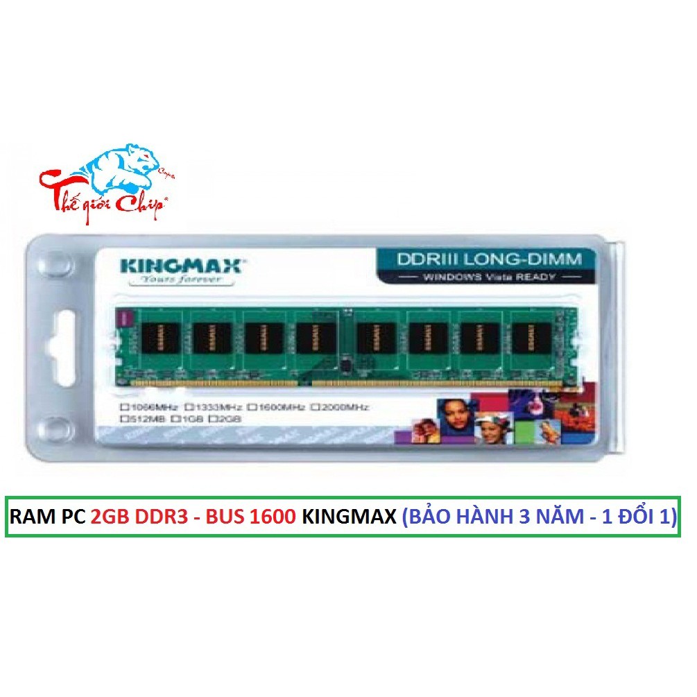 RAM PC 2GB DDR3 - BUS 1600 KINGMAX (BẢO HÀNH 3 NĂM - 1 ĐỔI 1)