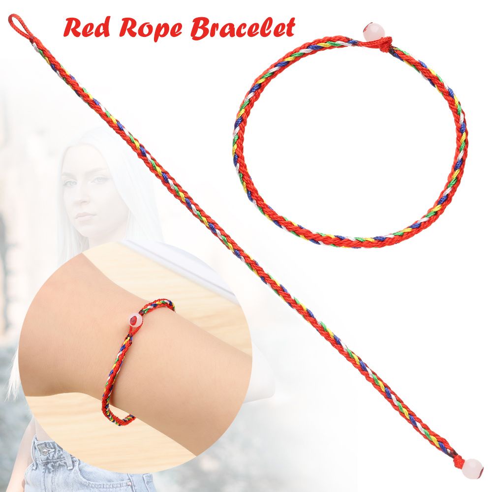Vòng tay dây bện màu đỏ thủ công phong cách dân tộc bohemian thời trang đơn giản cho cặp đôi
