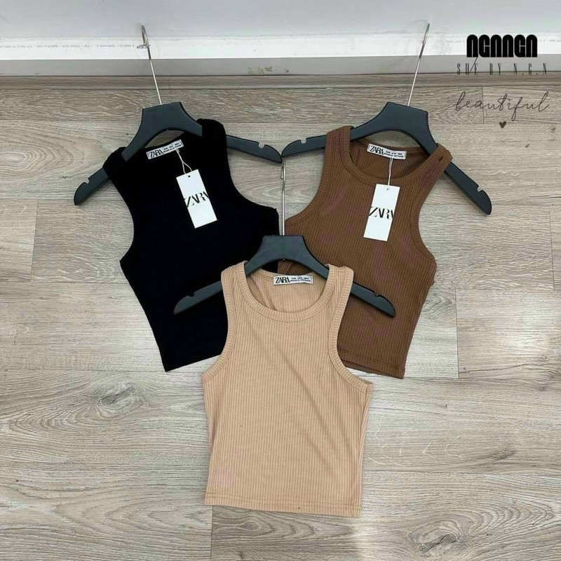 Áo ba lỗ nữ croptop Zara dáng áo 3 lỗ ôm chất liệu thun cotton 100% co dãn mạnh