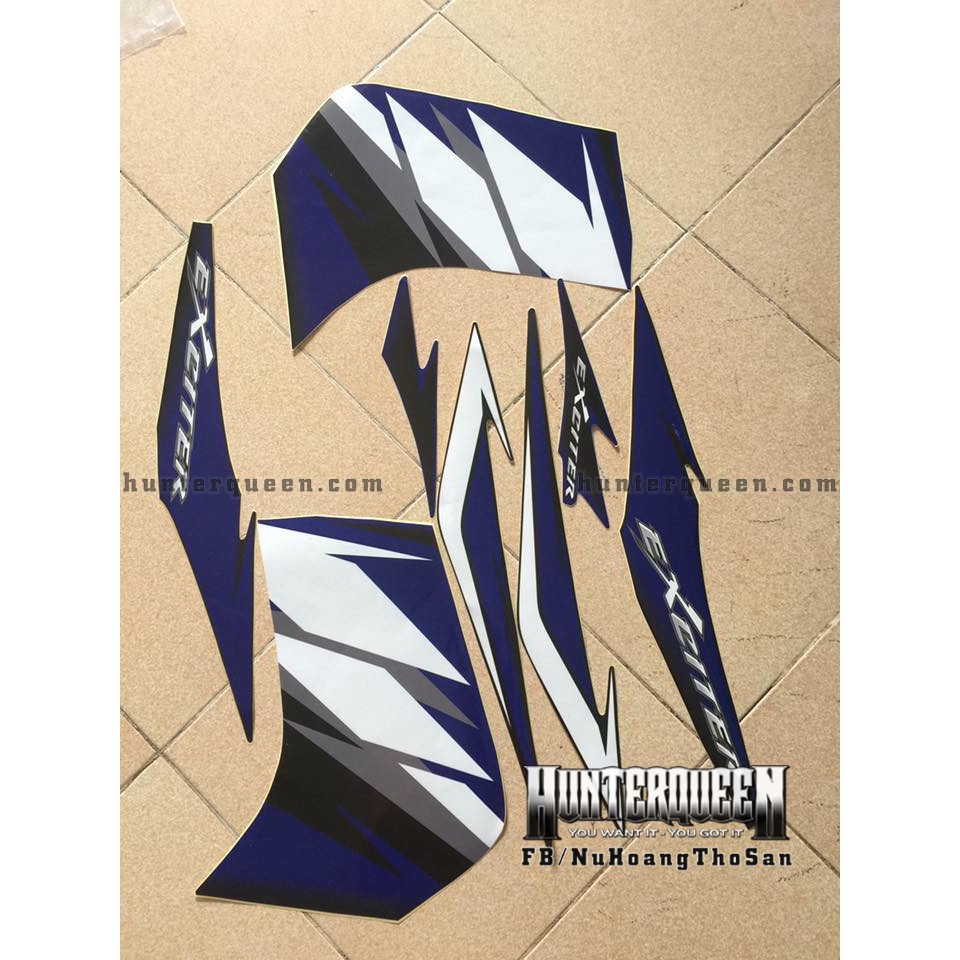 Tem in UV cao cấp. Exciter 135 đời 2006-2009 xanh đen. Decal tem xe ép nhiệt kích thước chuẩn. Chất lượng