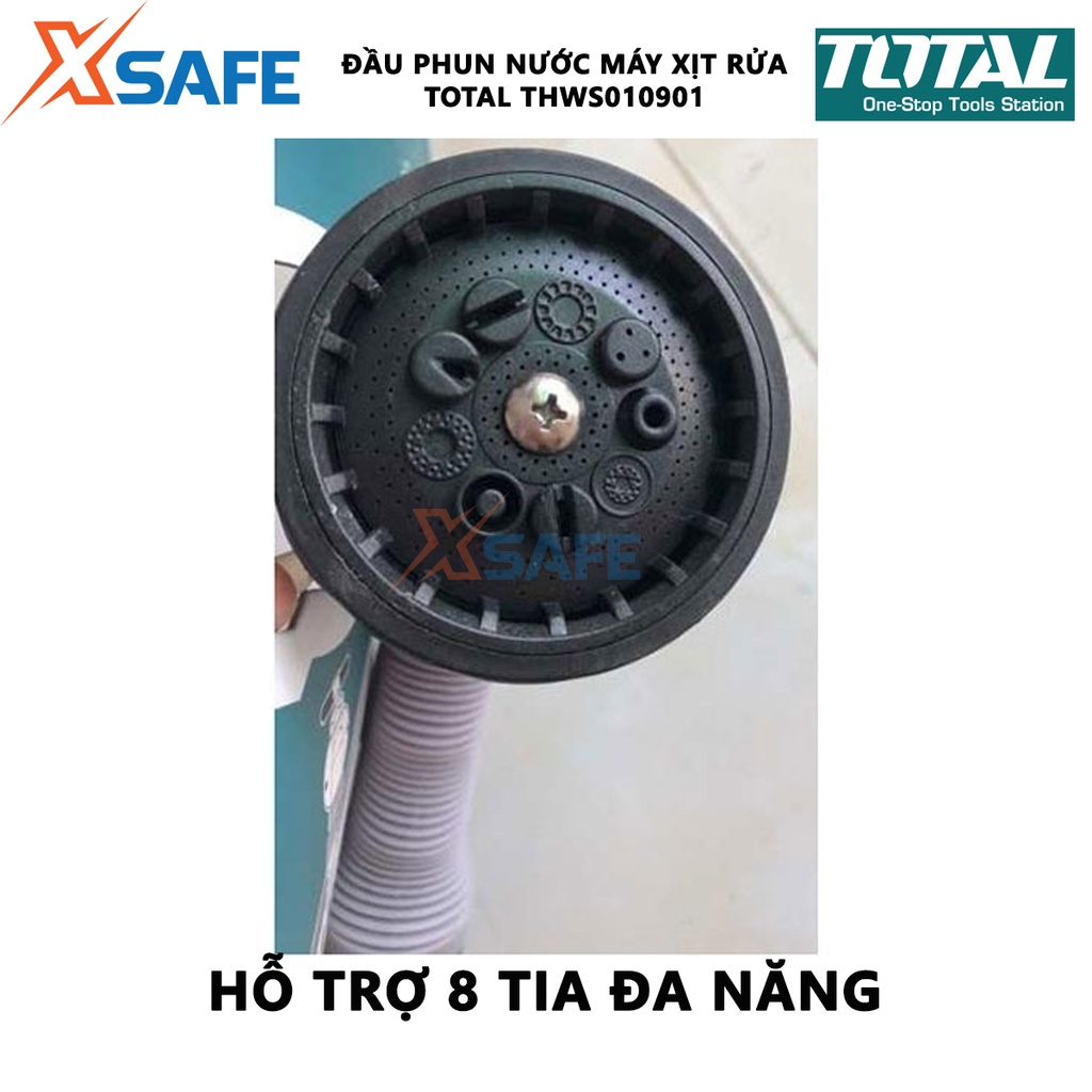 Vòi phun nước xịt rửa TOTAL THWS010901 Vòi xịt tưới cây 8 tia, bộ công cụ 3/4&quot;, thân nhựa ABS TPR tay cầm thoải mái