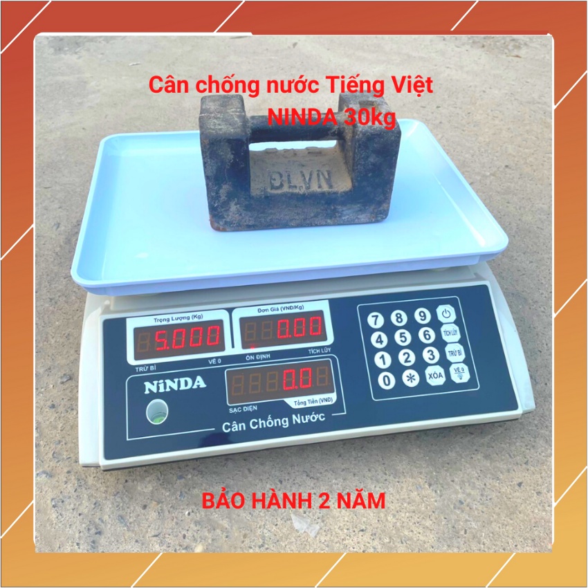 Cân điện tử chống nước Tiếng Việt NINDA 30kg ( bảo hành 2 năm )