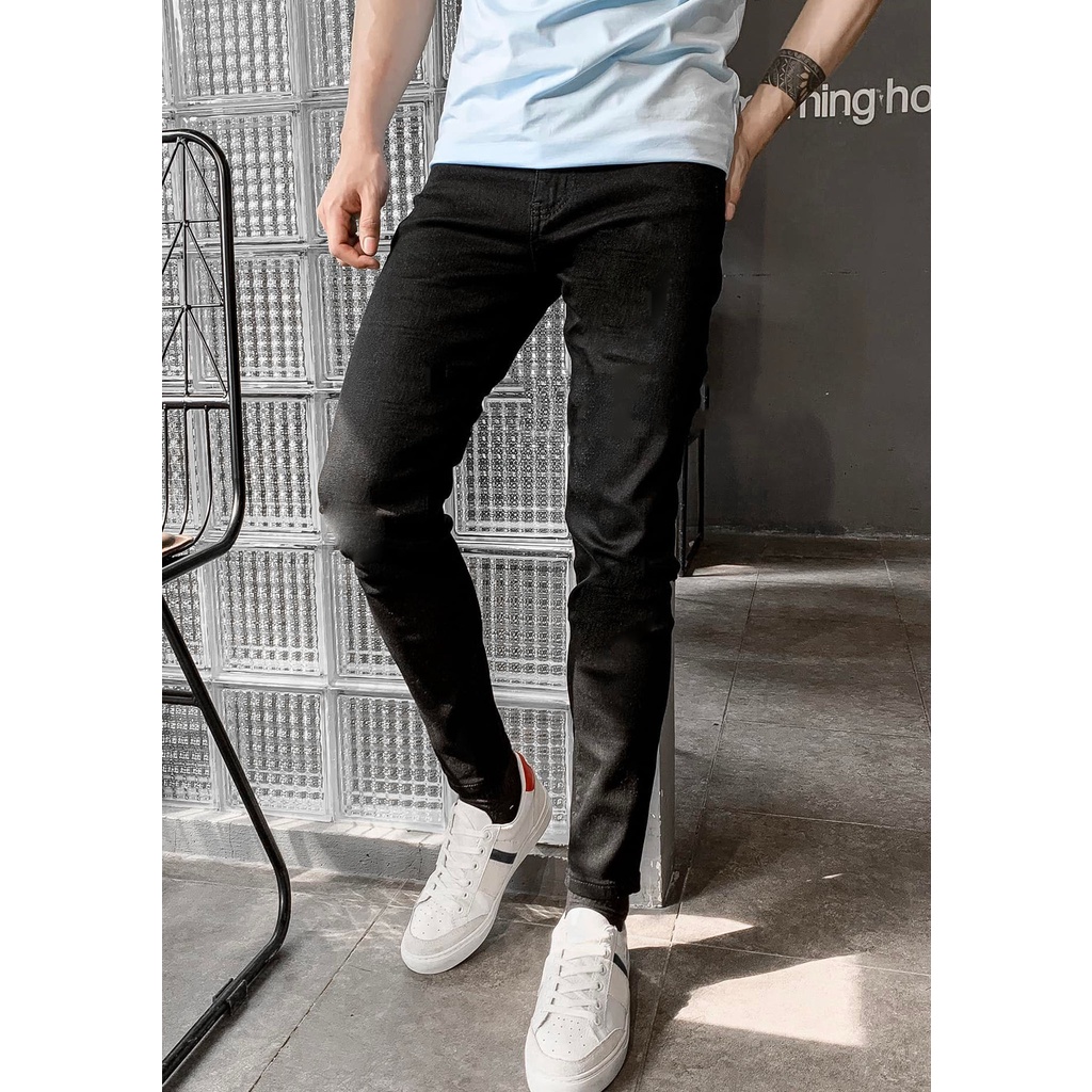 Quần Bò Nam Bạc Dáng Vừa Ống Côn Phong Cách