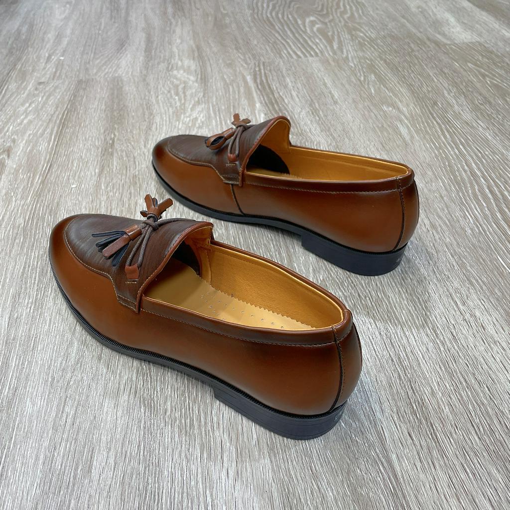 Giày lười da nam 2 màu nâu đen buộc nơ đế cao su giày dior da nam công sở full size 38 43: