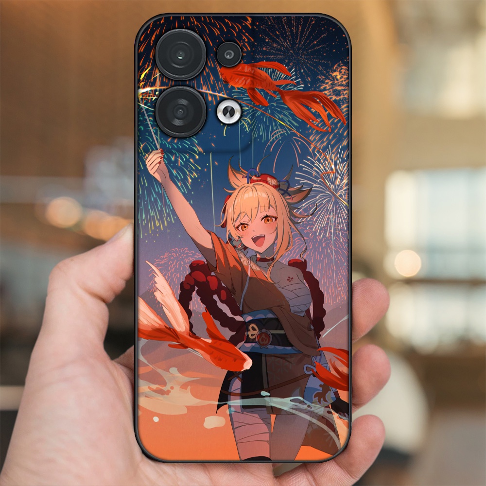 Ốp lưng Oppo Reno 8 5G viền đen in hình Yoimiya Genshin Impact