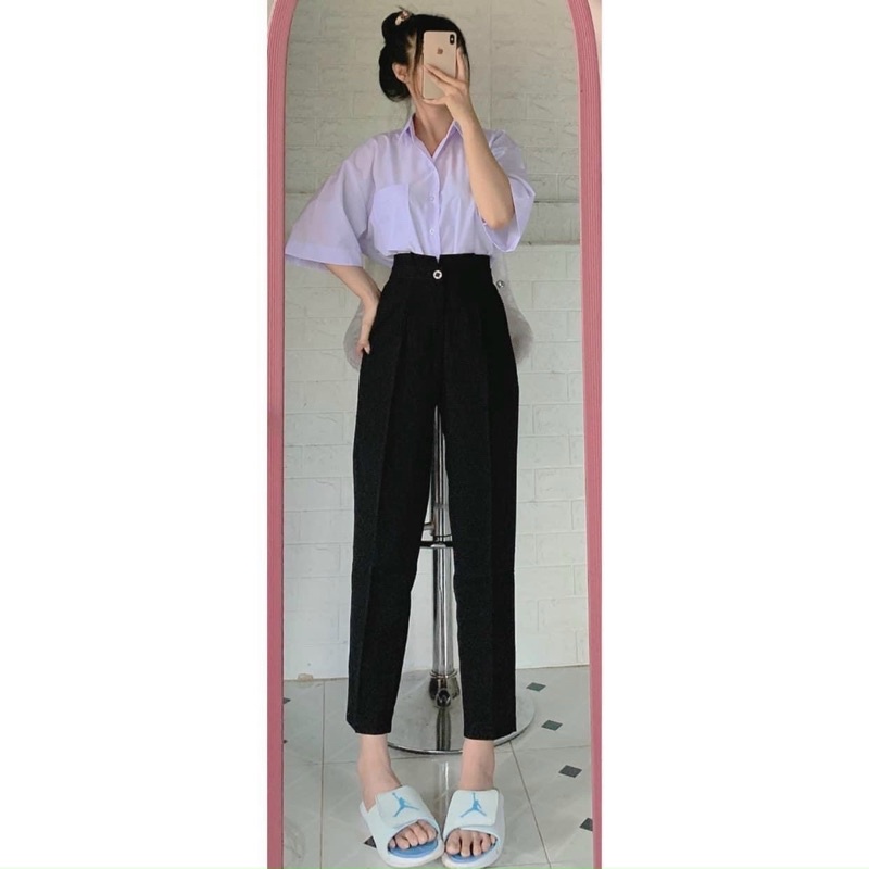 QUẦN TÂY LƯNG XẾP CÀI NÚT LƯNG SIÊU CAO