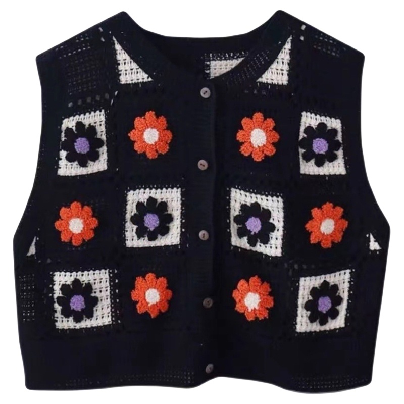 ✿ Áo Croptop Sát Nách Cài Nút Trước Thêu Họa Tiết Hoa Phong Cách Boho Thời Trang Mùa Hè Cho Nữ