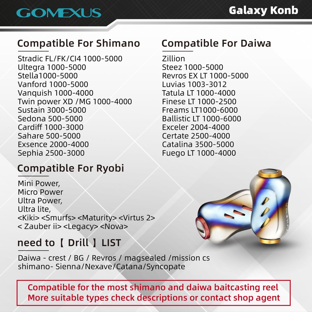 Gomexus Air Galaxy 22mm Handle Knob made for Shimano BFS Daiwa Alphas UL finesse Spinning Baitcasting Reel CASTING T22
