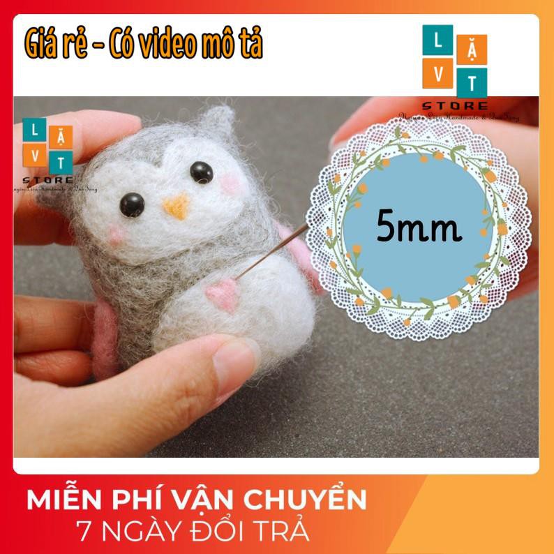 [Mắt nhựa - Mắt Thú] Mắt Thủy Tinh Đen Tuyền có chân thép vững chắc - đồ handmade, thủ công, diys, phụ kiện làm len chọc