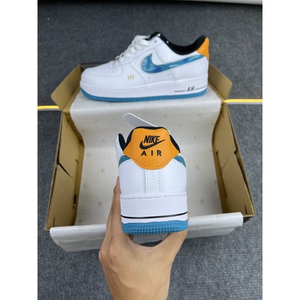 GIÀY AF1 LOW TRẮNG XANH GÓT CAM DA THẬT LAI AU
