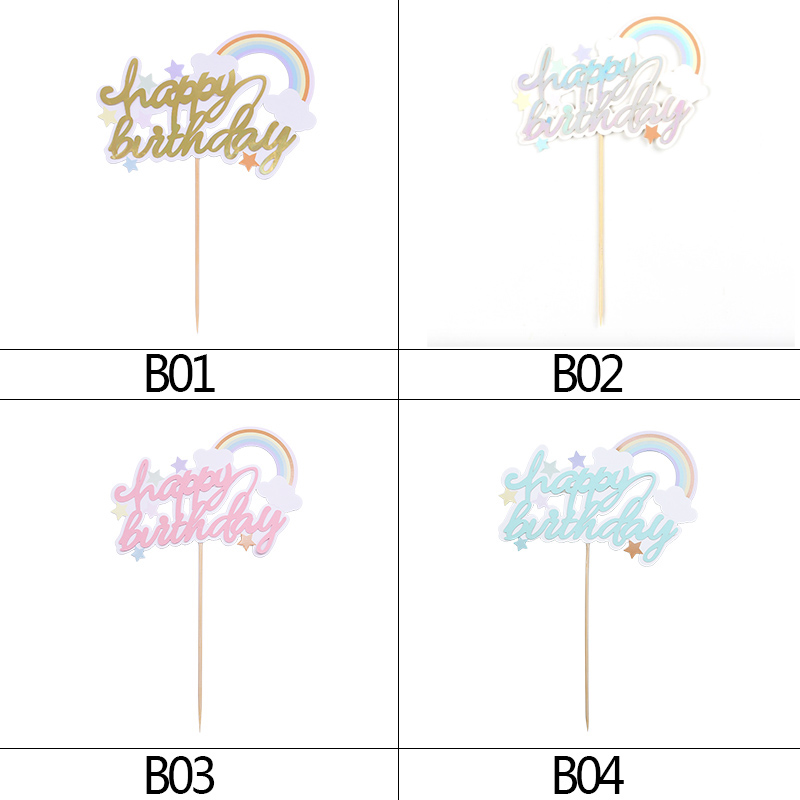 1 Que Cắm Trang Trí Bánh Kem Hình Chữ Happy Birthday