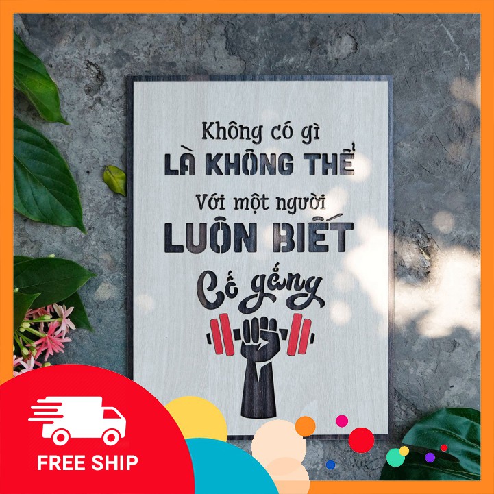 Tranh tạo động lực - mẫu câu "không có gì là không thể với một người luôn biết cố gắng"